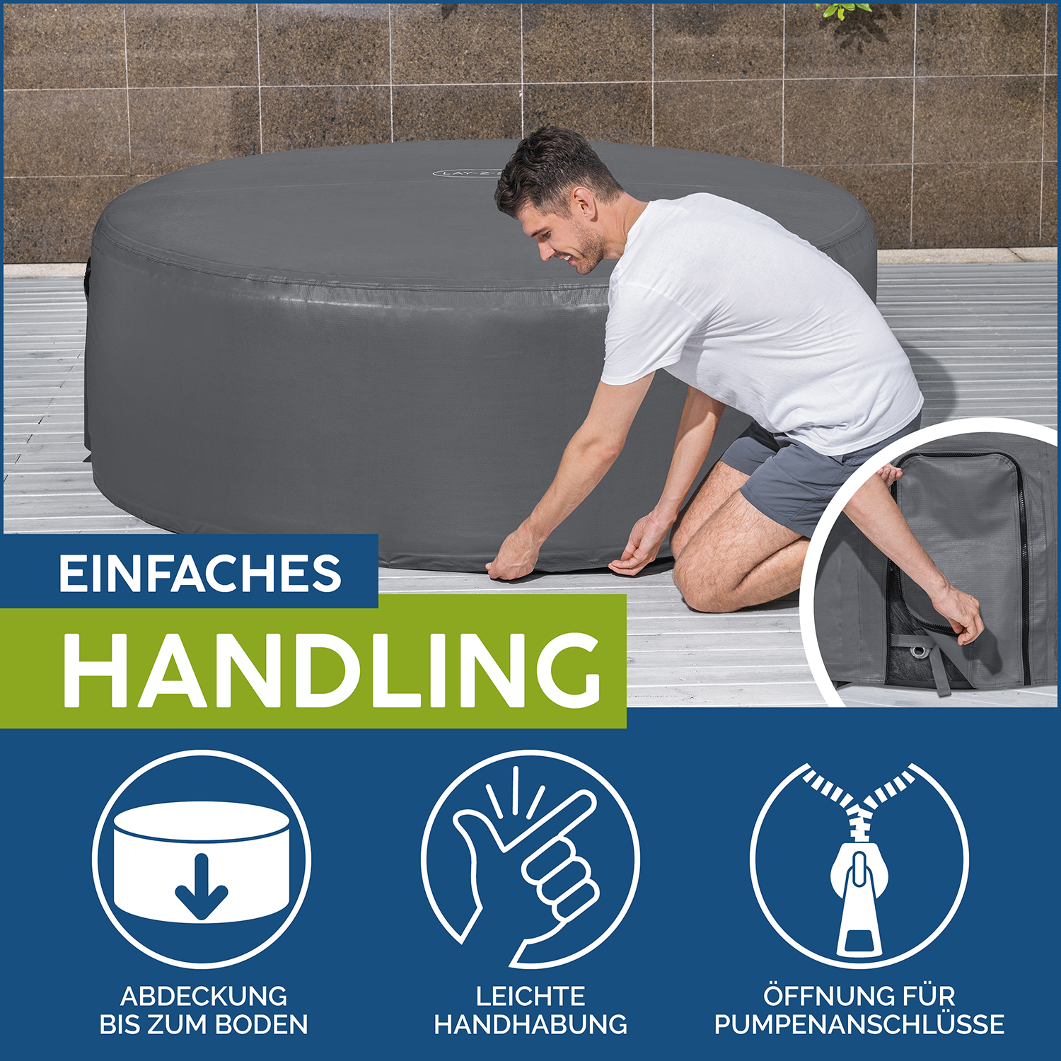 LAY-Z-SPA® Xtras EnergySense™ Plus Thermo-Komplettabdeckung Ø 180 x 66 cm, rund