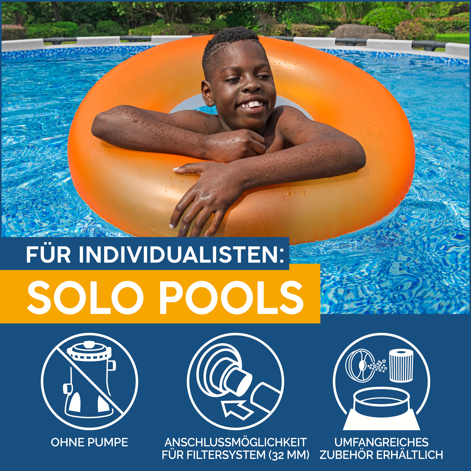 Steel Pro MAX™ Solo Pool ohne Zubehör Ø 396 x 122 cm, lichtgrau, rund