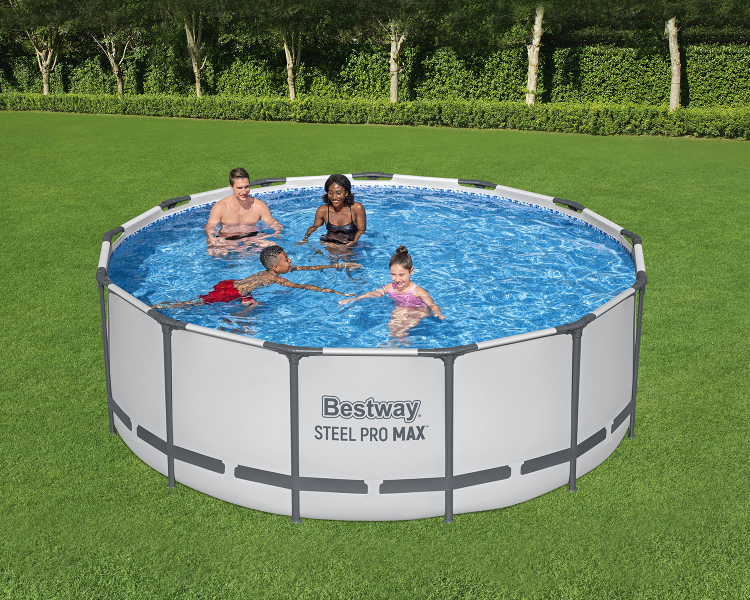 Steel Pro MAX™ Frame Pool  Komplett Set mit Filterpumpe Ø 396 x 122 cm, lichtgrau, rund