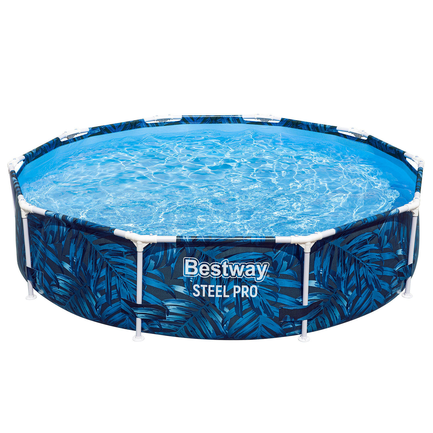 Steel Pro™ Frame Pool ohne Pumpe Ø 305 x 66 cm, tropisches Blatt-Design, rund