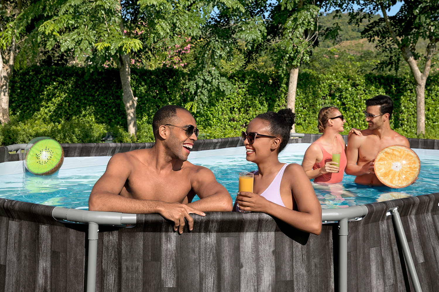 Steel Pro MAX™ Frame Pool Komplett-Set mit Filterpumpe 610 x 366 x 122 cm , Holz-Optik (Mooreiche), oval
