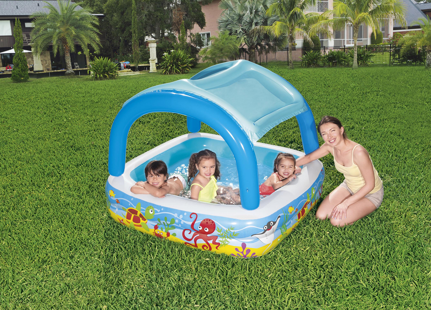 Planschbecken Beach Buddy™ mit Sonnenschutzdach 140 x 140 x 114 cm Planschbecken Beach Buddy™ mit Sonnenschutzdach 140 x 140 x 114 cm