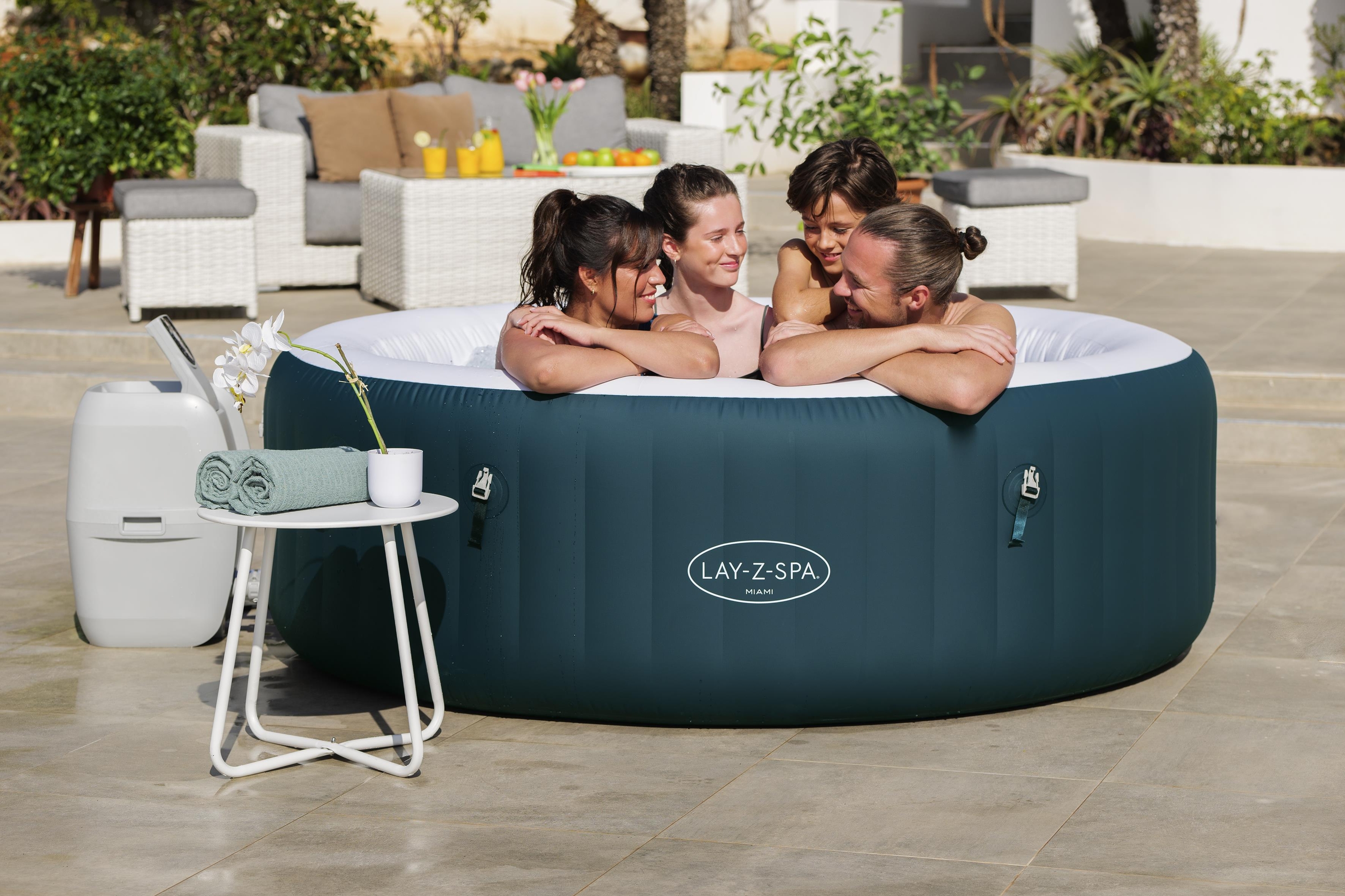LAY-Z-SPA® Energiespar Whirlpool Miami AirJet™ für 6 Personen Ø 196 x 66 cm, Dunkelgrün