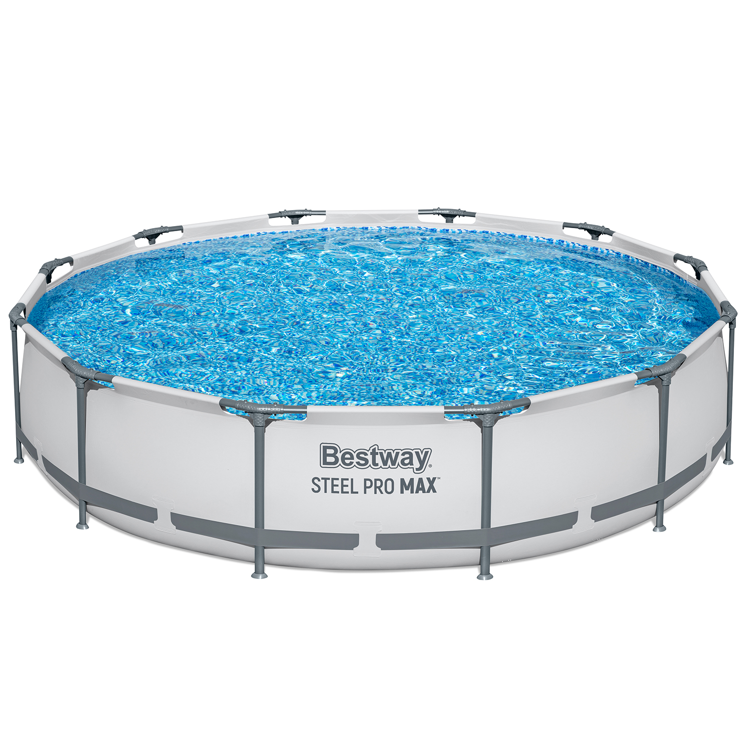 Steel Pro MAX™ Frame Pool Set mit Filterpumpe Ø 366 x 76 cm, lichtgrau, rund Steel Pro MAX™ Frame Pool Set mit Filterpumpe Ø 366 x 76 cm, lichtgrau, rund