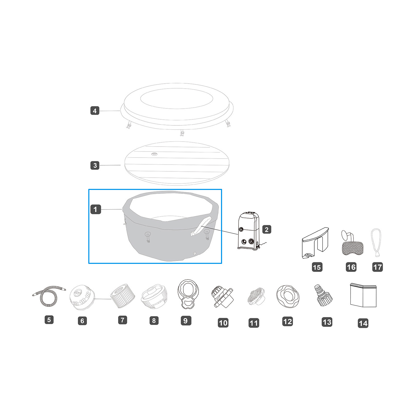 Bestway® Ersatzteil Liner (braun) für LAY-Z-SPA® Toronto Smart AirJet™ Energiespar-Whirlpool