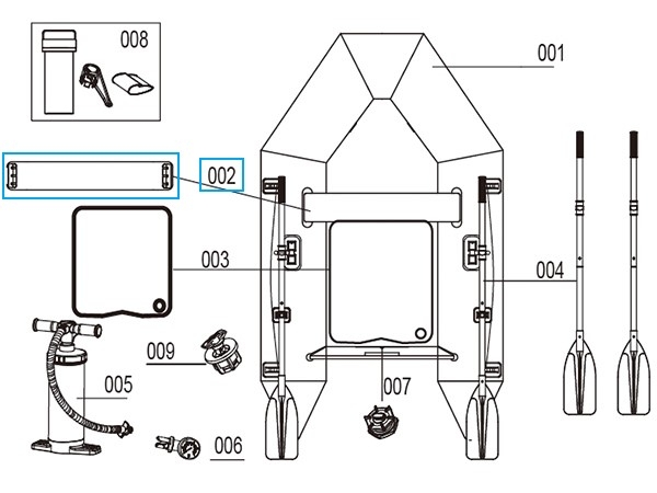 Bestway® Spare Part Bench seat (aluminum) for Hydro-Force™ Sport boat Caspian 230 x 130 x 33 cm