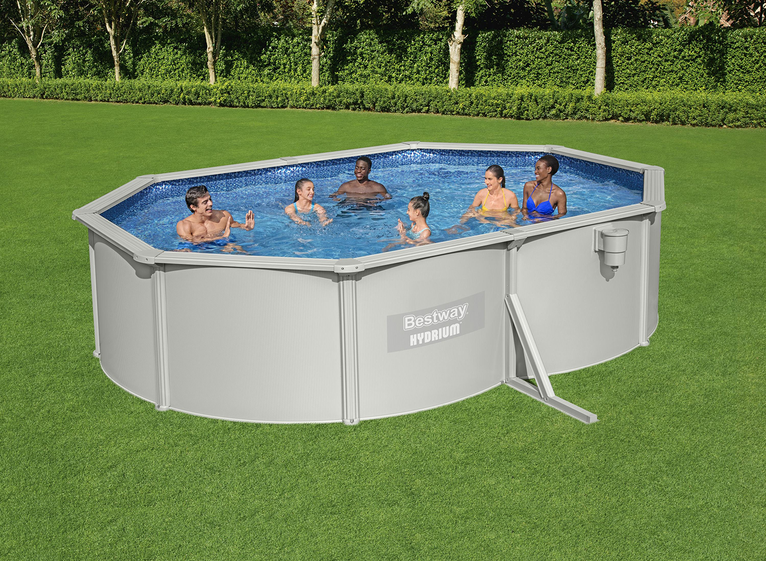 Hydrium™ Stahlwandpool Komplett-Set mit Sandfilteranlage 500 x 360 x 120 cm, granitgrau, oval
