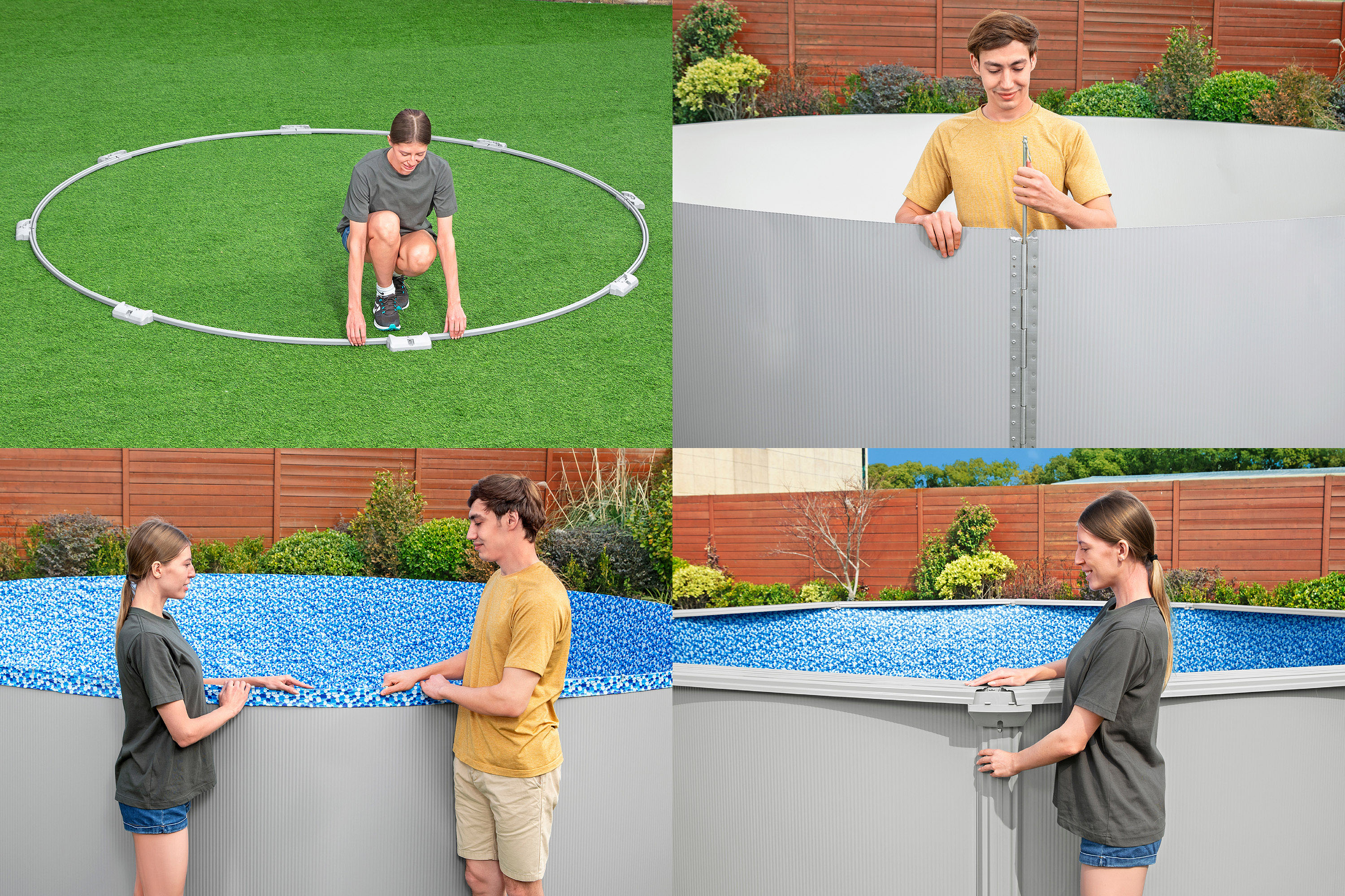 Hydrium™ Stahlwandpool Komplett Set mit Sandfilteranlage Ø 366 x 122 cm , granitgrau, rund