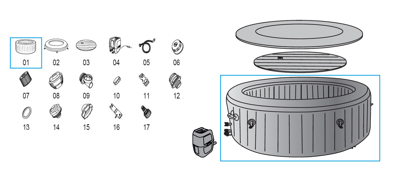 Bestway® Spare Part Lay-Z-Spa 67"x26"/1.70m x 66cm St.Lucia SPA Liner