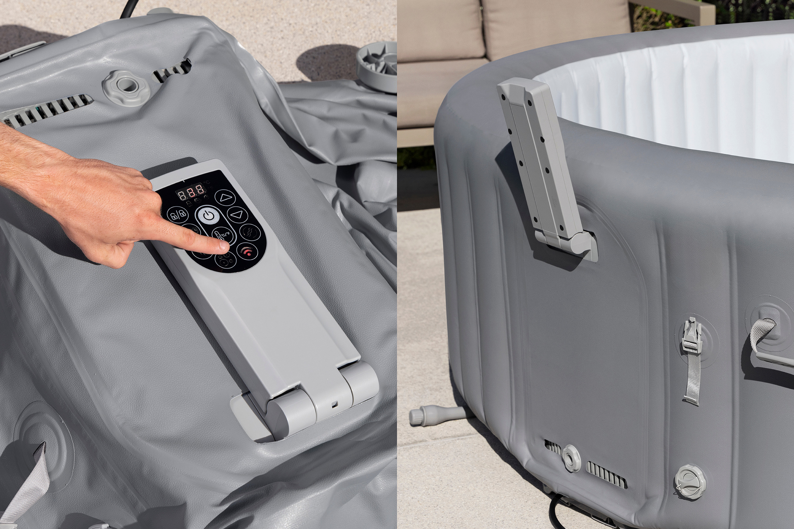 LAY-Z-SPA® Energiespar Whirlpool Hawaii Arjet™ mit App Steuerung, für 8 Personen Ø 236 x 71 cm, Silbergrau