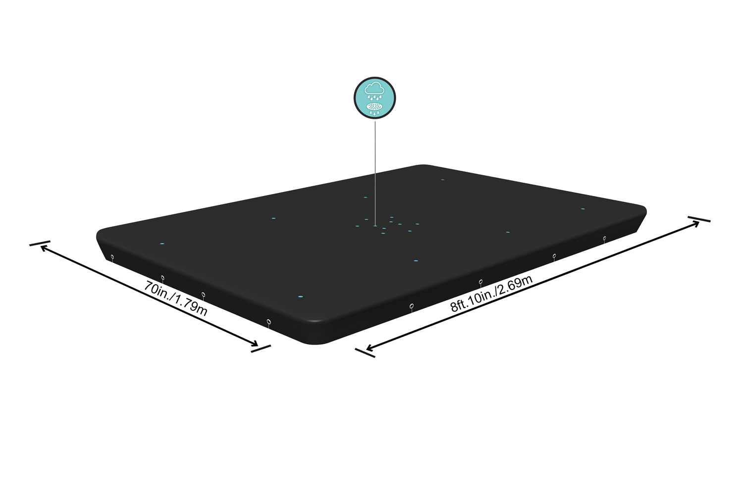 PVC-Abdeckplane 269 x 179 cm, schwarz, eckig