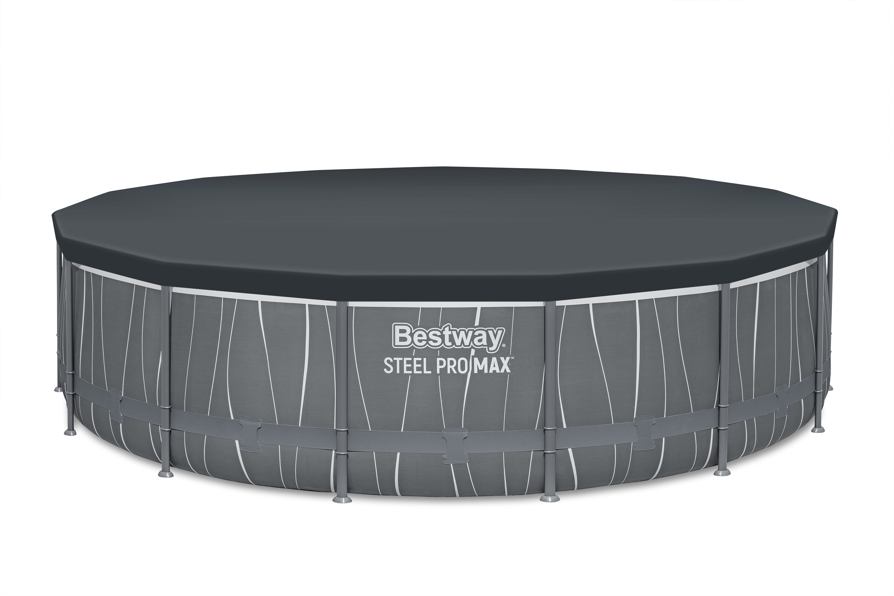 Steel Pro MAX™ Frame Pool Komplett Set mit Filterpumpe Ø 457 x 107 cm, LED-Design, rund