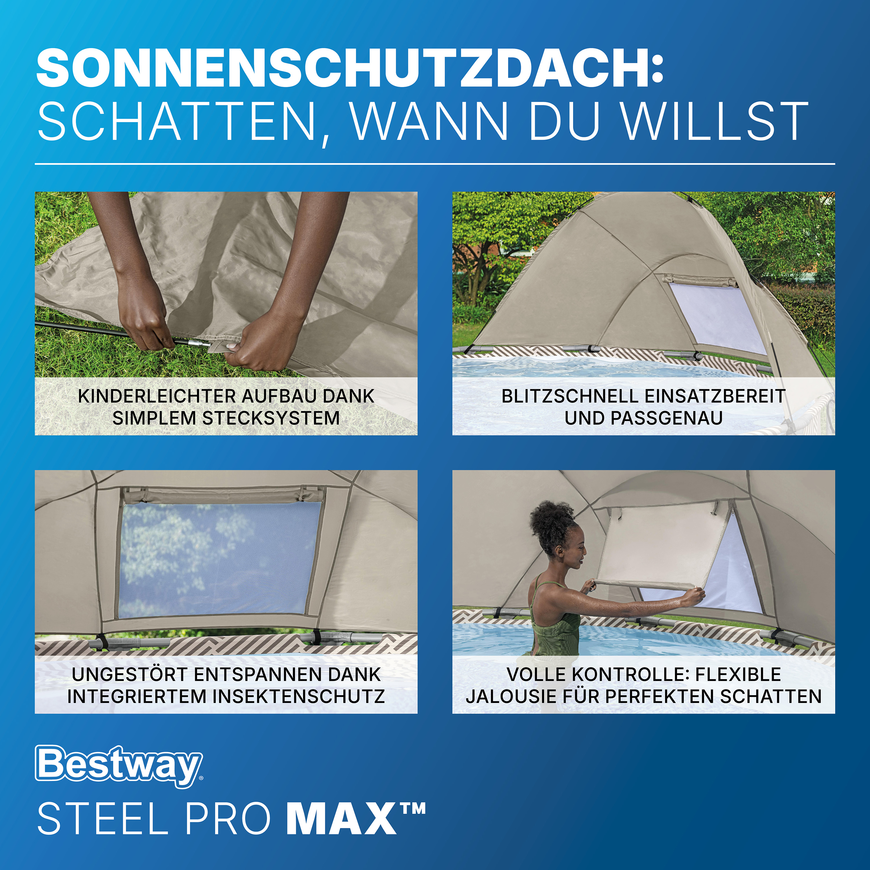 Steel Pro MAX™ Frame Pool Komplett Set mit Filterpumpe Ø 396 x 107 cm, Op Art-Design, rund