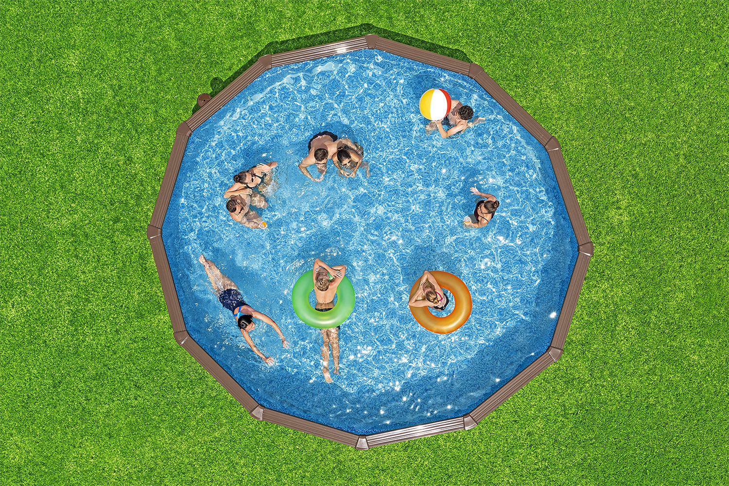 Hydrium™ Stahlwandpool Komplett-Set mit Sandfilteranlage Ø 550 x 130 cm, Holz-Optik (Palisander), rund