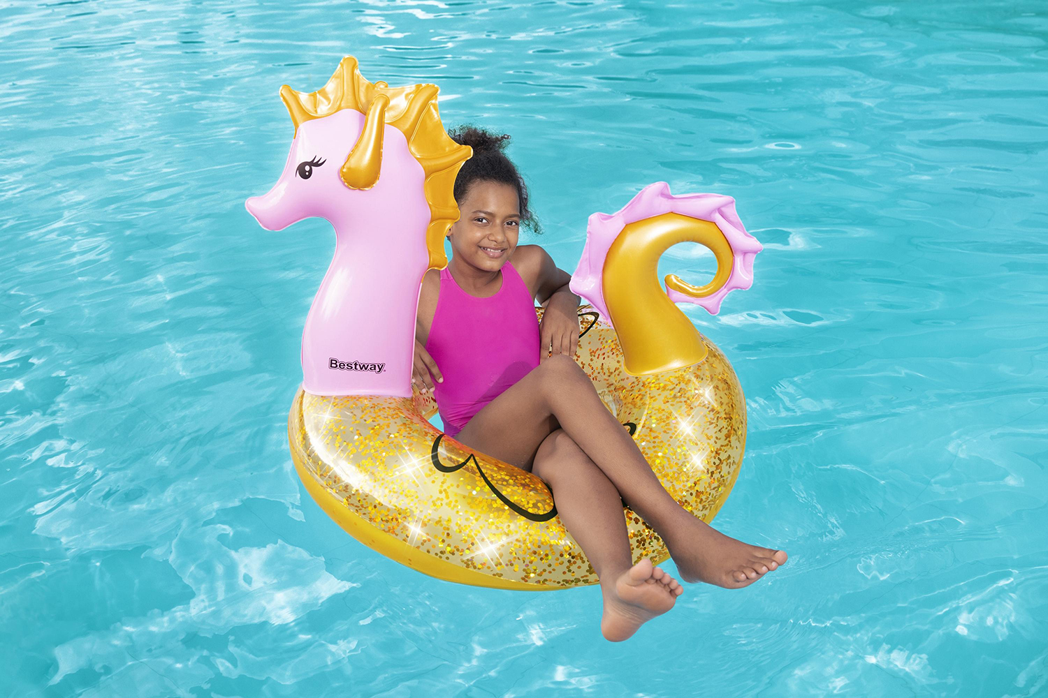 Schwimmring Glitter Seahorse 115 x 104 cm