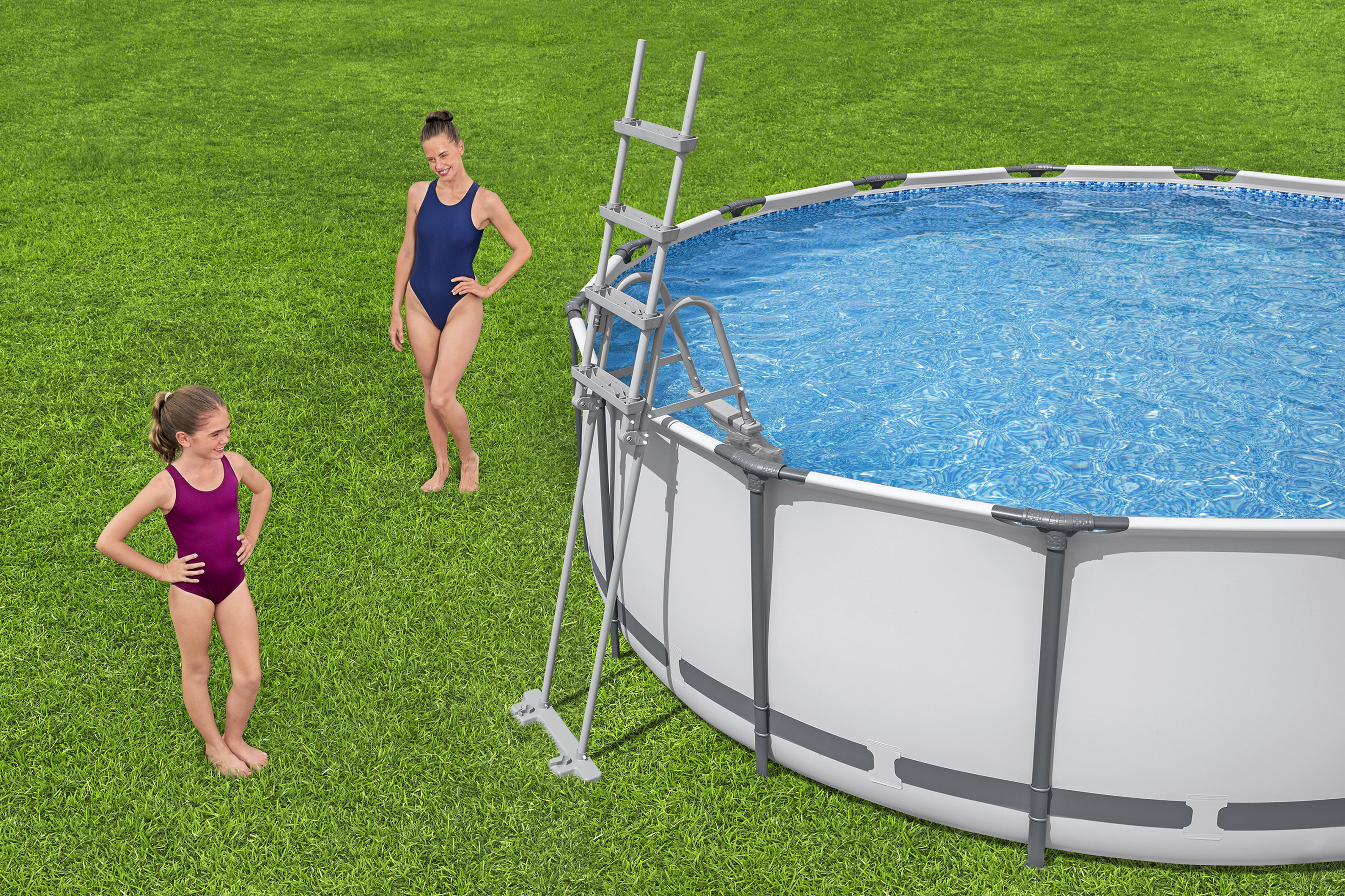 Steel Pro MAX™ Frame Pool Komplett Set mit Filterpumpe Ø 457 x 122 cm, lichtgrau, rund