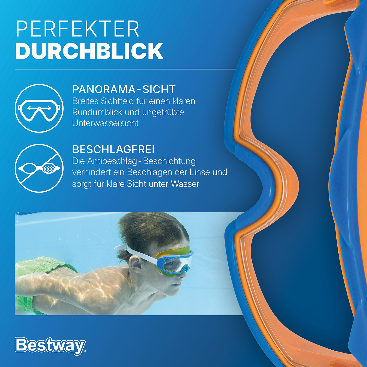 Schwimmbrille Tidal Surge™ ab 7 Jahren, Blau