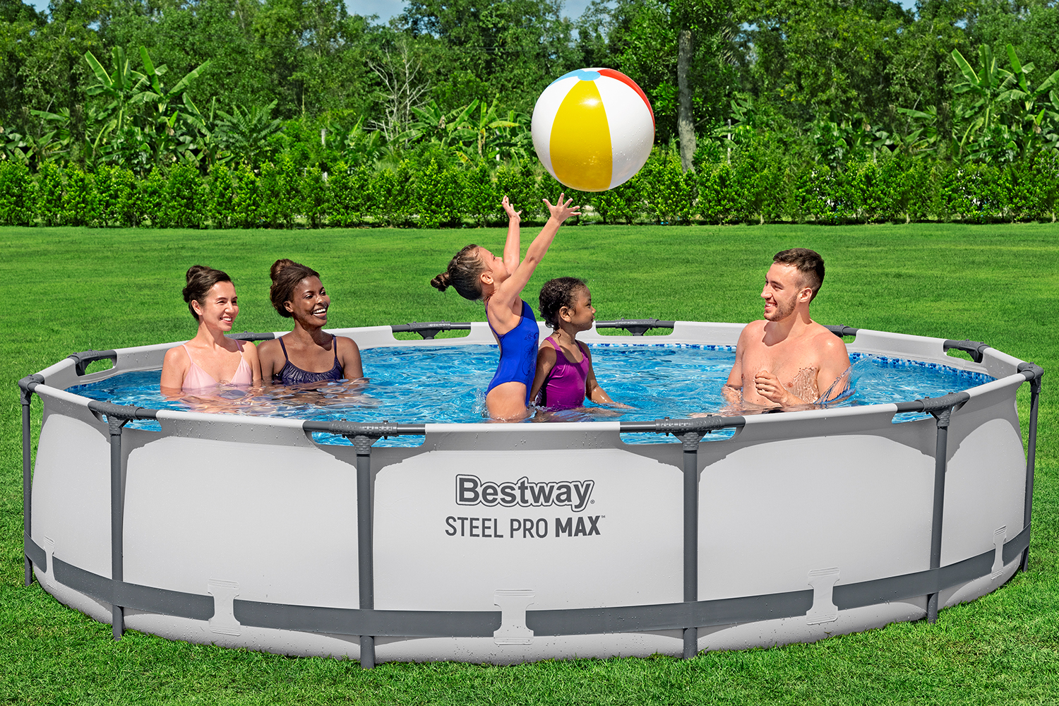 Steel Pro MAX™ Frame Pool Set mit Filterpumpe Ø 366 x 76 cm, lichtgrau, rund Steel Pro MAX™ Frame Pool Set mit Filterpumpe Ø 366 x 76 cm, lichtgrau, rund