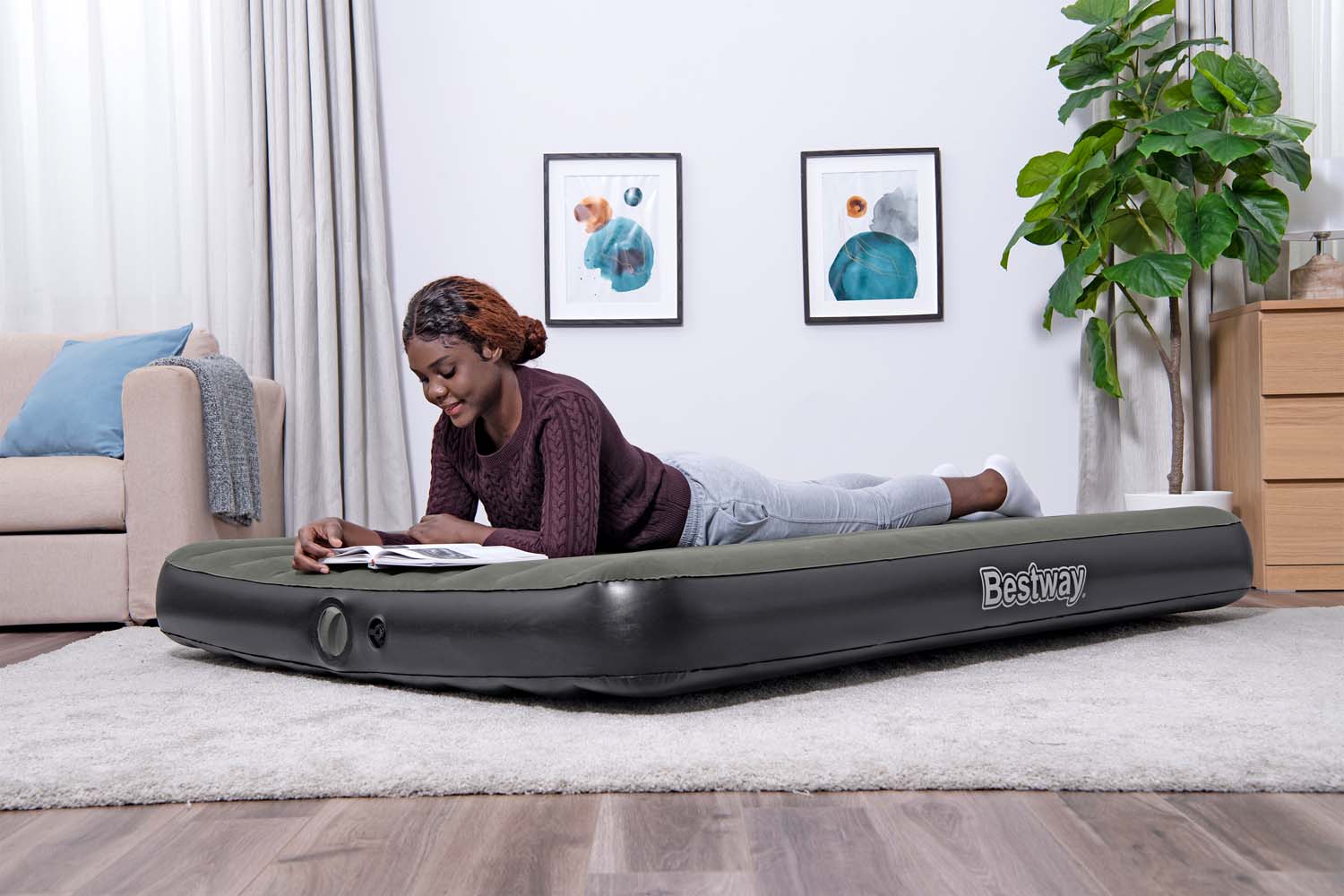TriTech™ Doppelluftbett mit mobiler, akkubetriebener Elektropumpe 203 x 152 x 25 cm