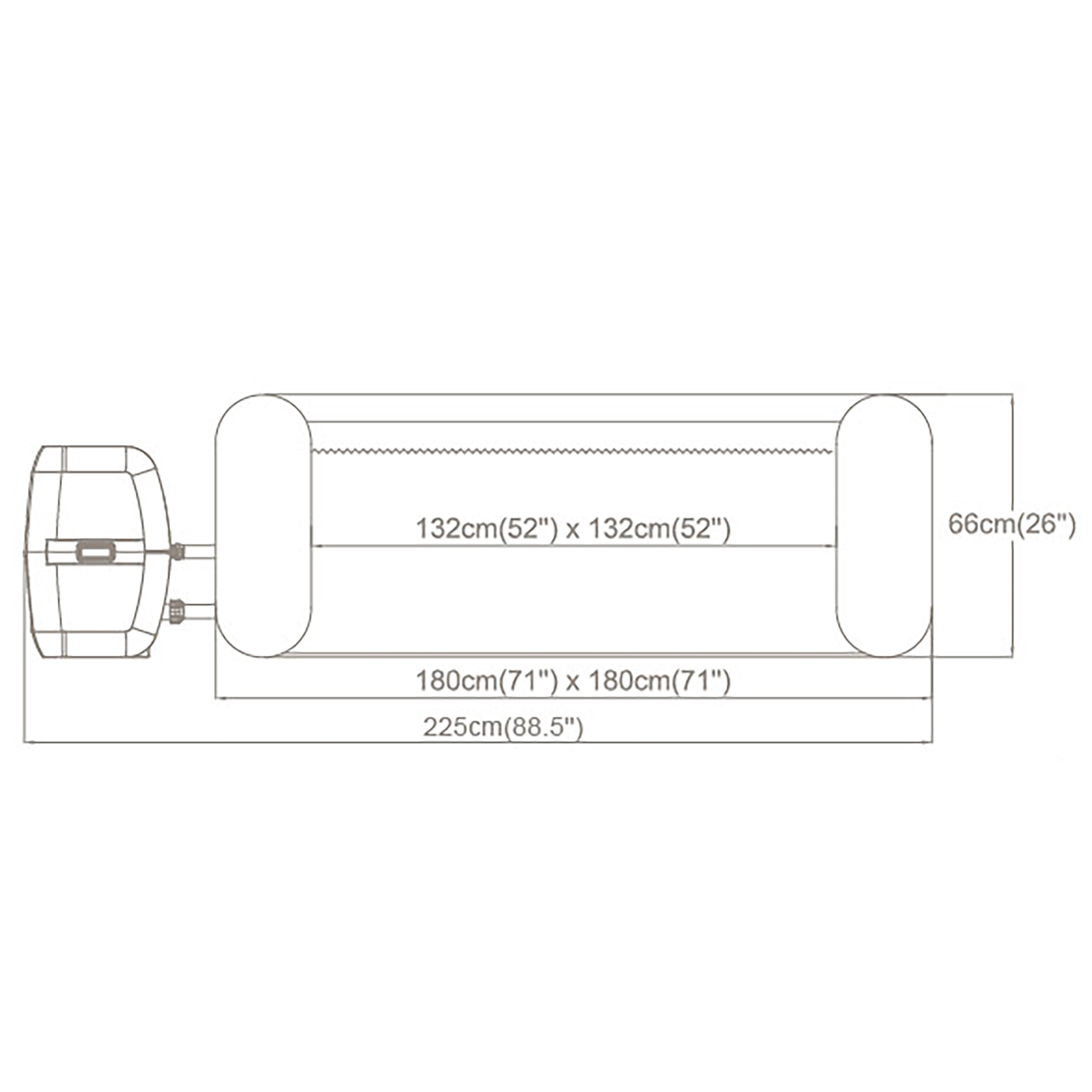 LAY-Z-SPA® LED Whirlpool Hollywood AirJet™ für 6 Personen 180 x 180 x 66 cm, Marmor-Optik (Marquinia)