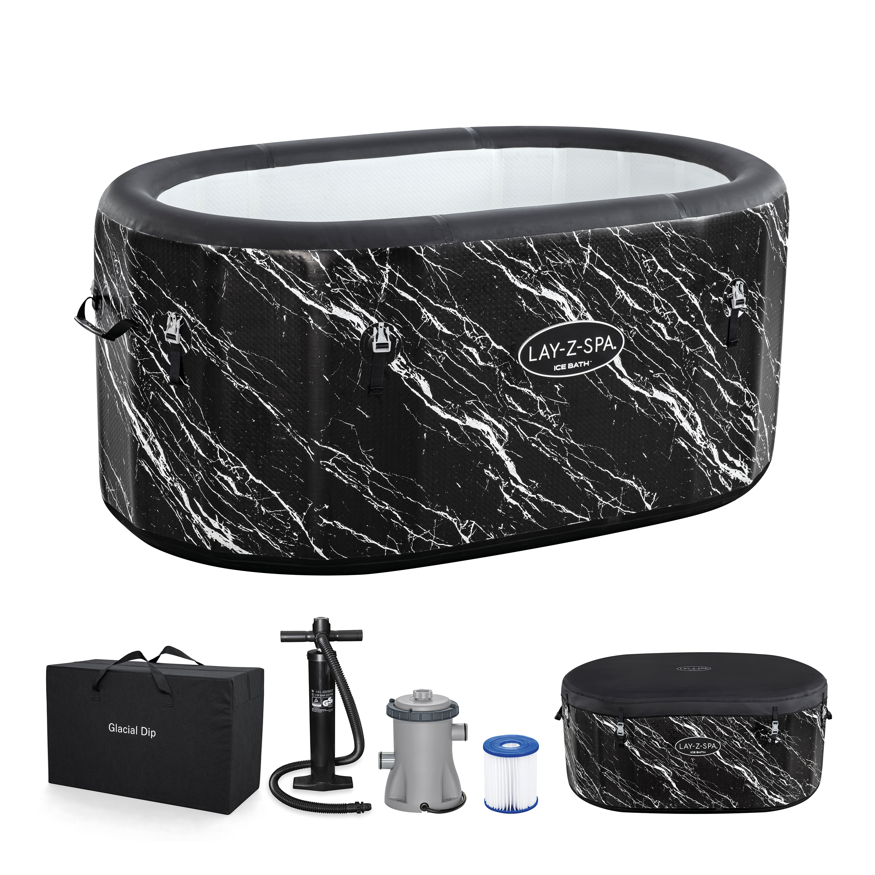 LAY-Z-SPA® FortiFiber™ Eisbad Glacial Dip™ mit Filterpumpe 152 x 92 x 71 cm