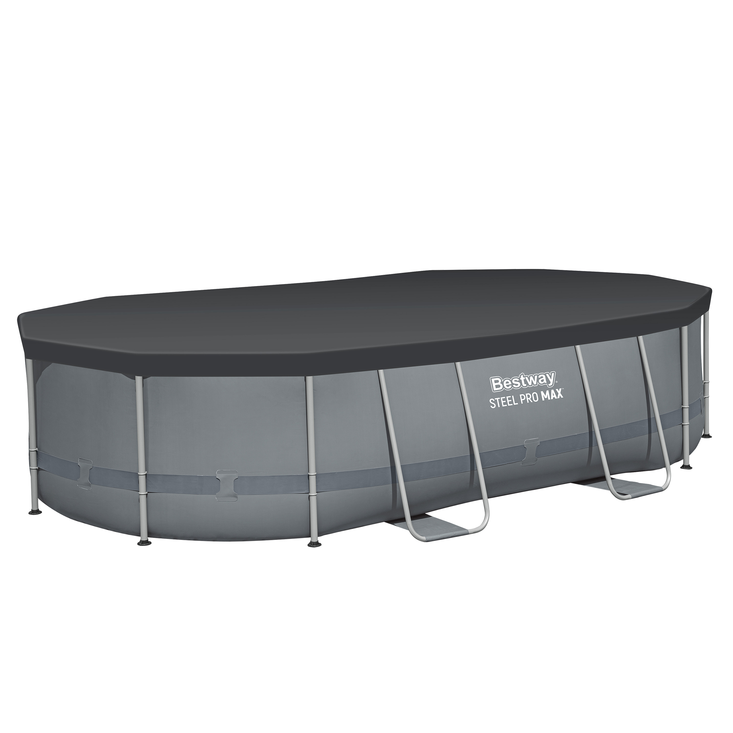 Steel Pro MAX™ Frame Pool Komplett Set mit Filterpumpe 488 x 305 x 107 cm, grau, oval