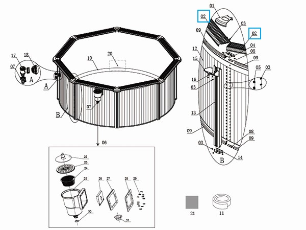 Bestway® Spare Part Top Platform for various Hydrium™ steel wall pools, round & oval