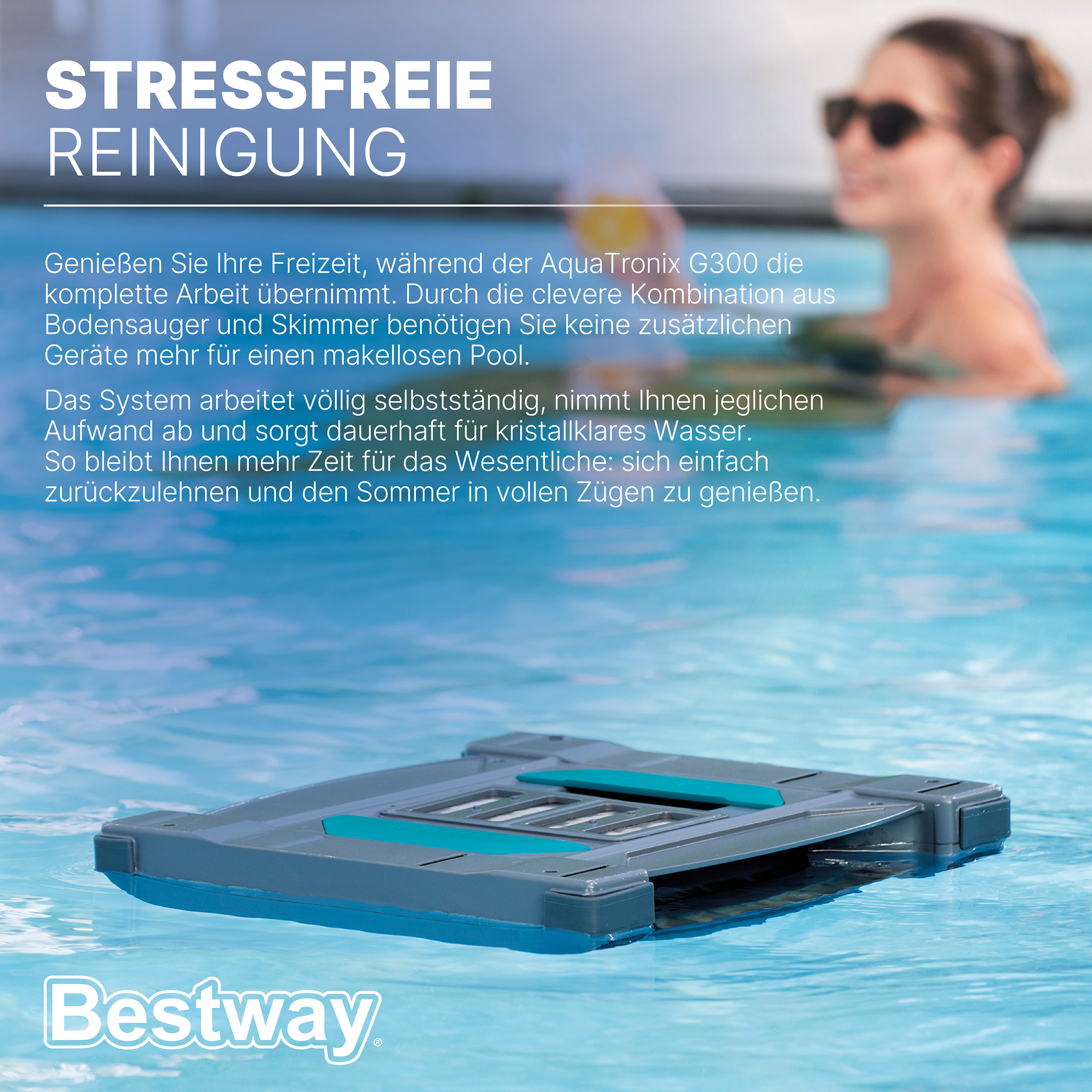 Autonomer 2 in 1 Poolroboter AquaTronix™ G300 mit Oberflächenskimmer