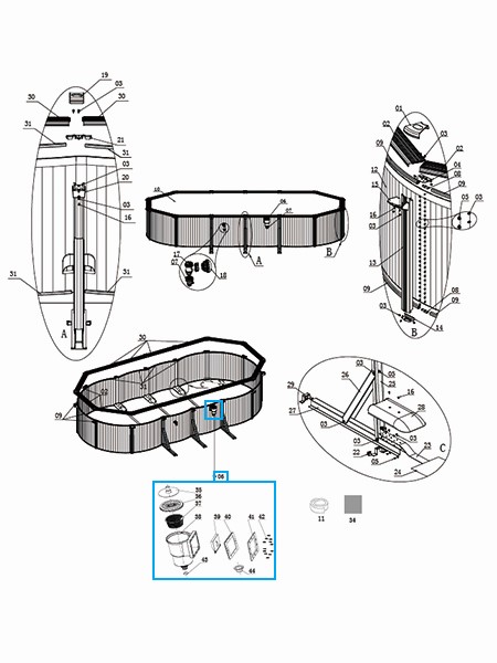 Bestway® Spare Part Skimmer (white) for various Hydrium™ steel wall pools (until 2021)