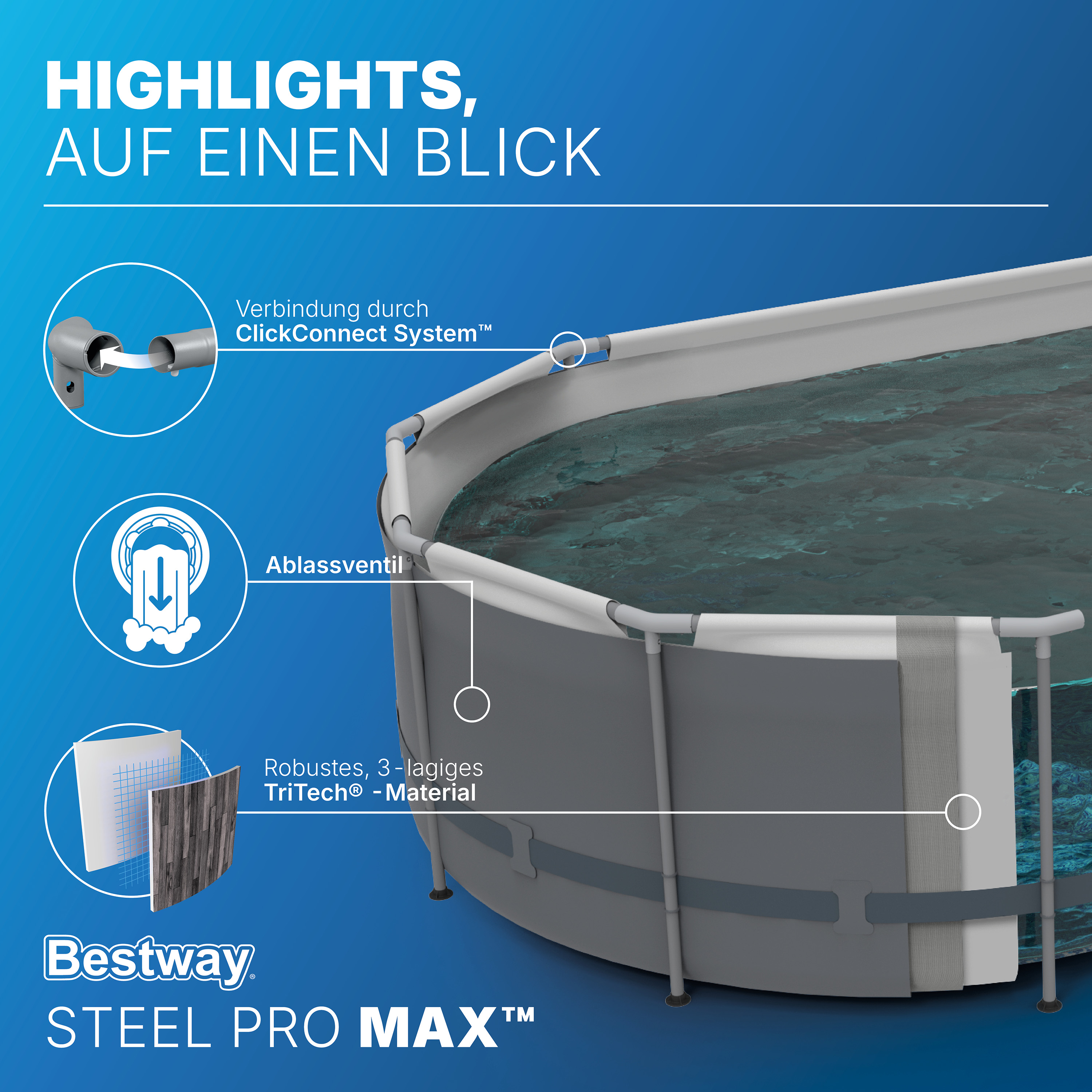 Steel Pro MAX™ Frame Pool Komplett Set mit Filterpumpe 610 x 366 x 122 cm , Holz-Optik (Mooreiche), oval