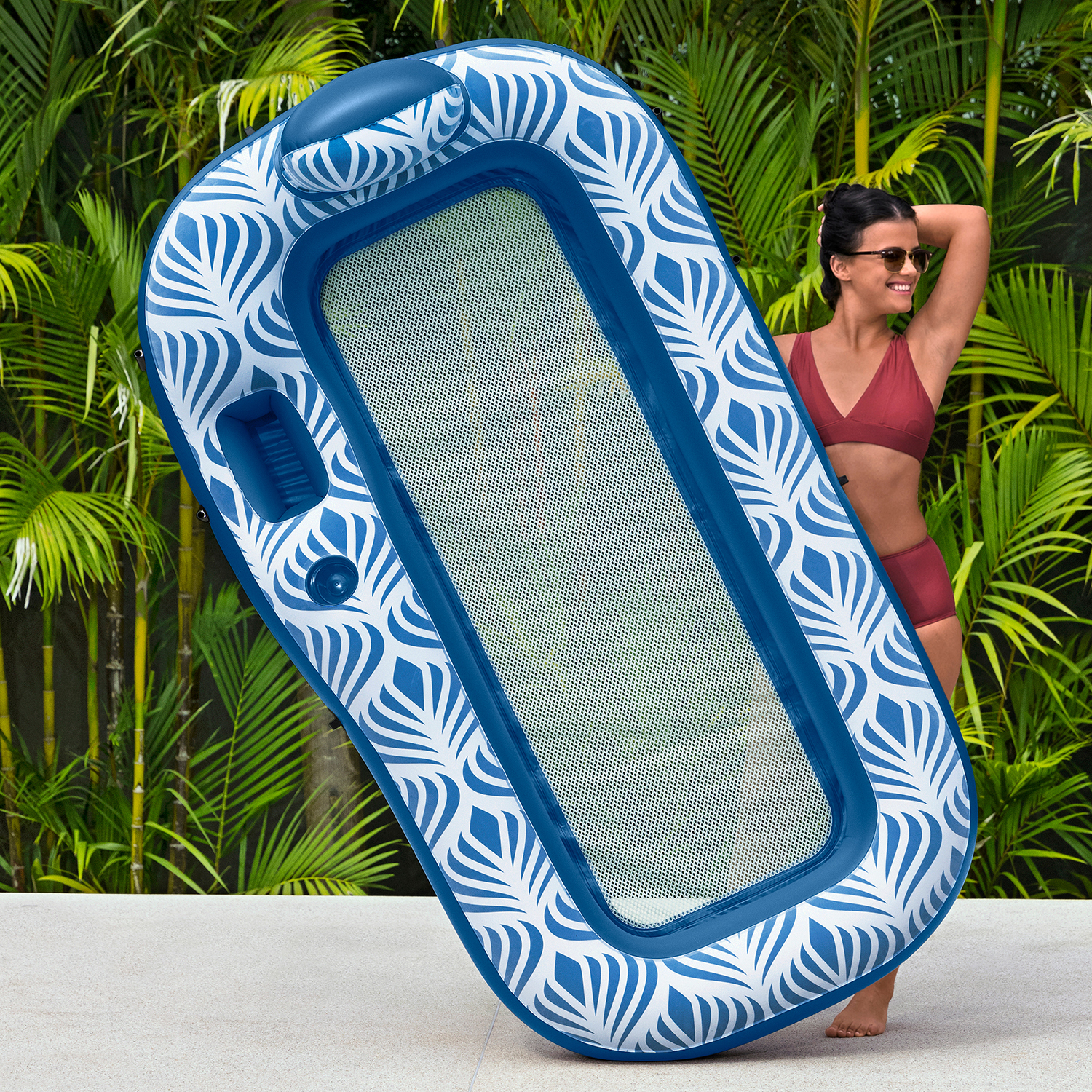 Poolmatte Comfort Plush™ mit Sonnenschutzdach 198 x 112 cm