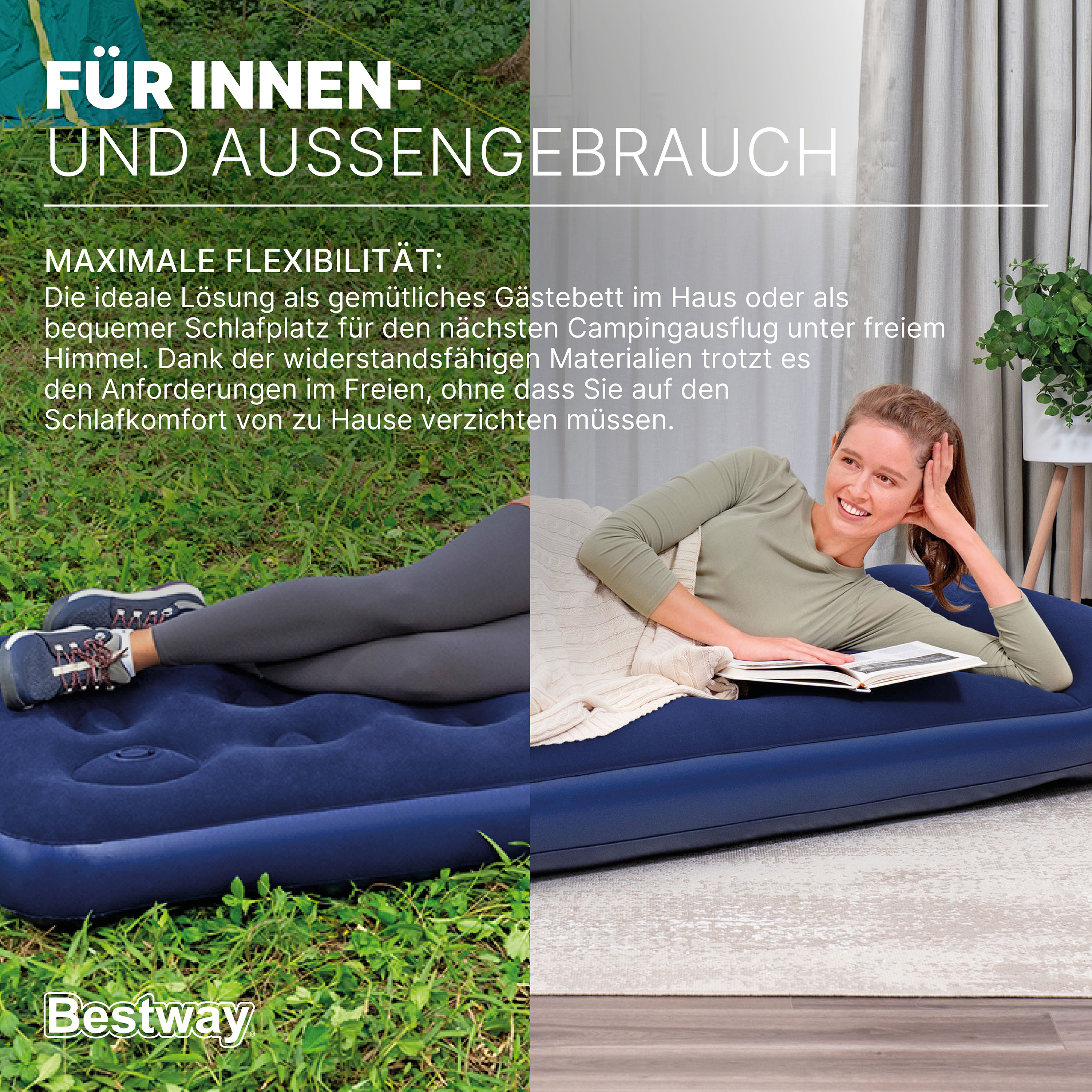 Single Luftbett mit integrierter Fußpumpe 185 x 76 x 28 cm
