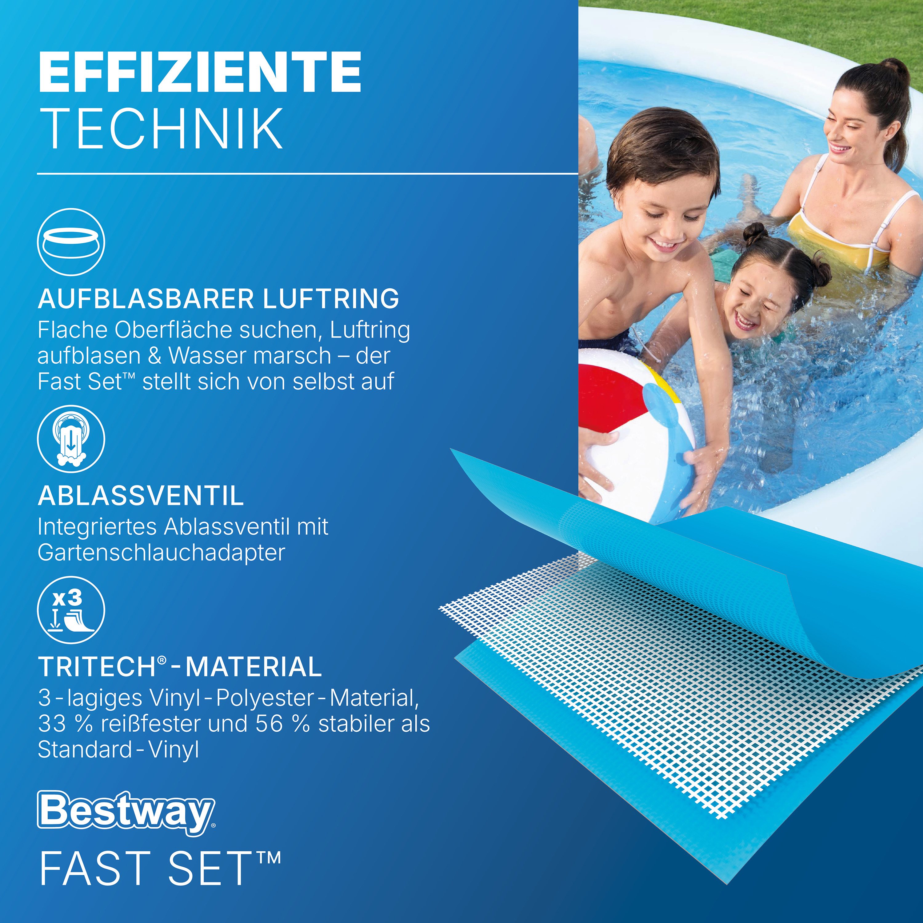 Fast Set™ Aufstellpool-Set mit Filterpumpe Ø 305 x 76 cm, blau, rund