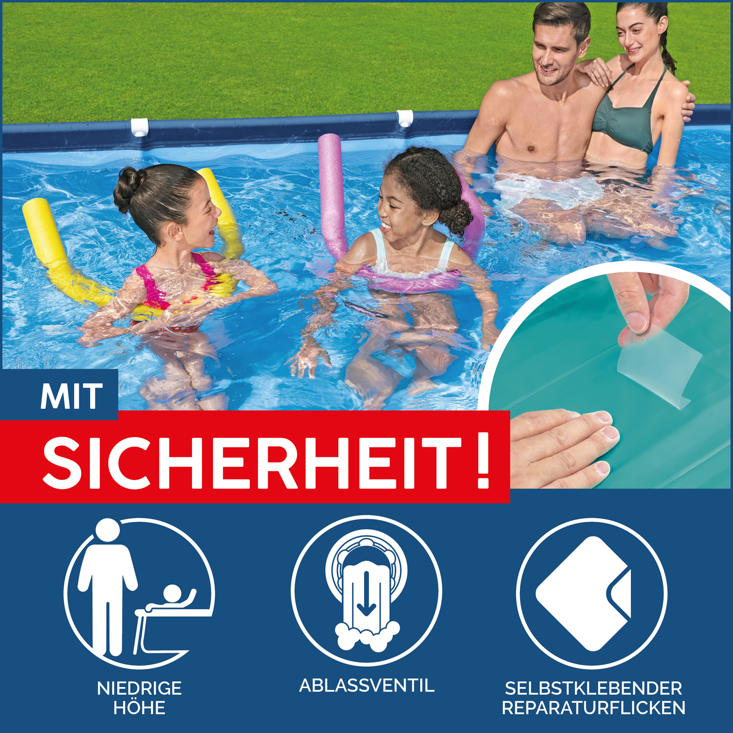 Steel Pro™ Frame Pool Set mit Filterpumpe 400 x 211 x 81 cm , dunkelblau, eckig