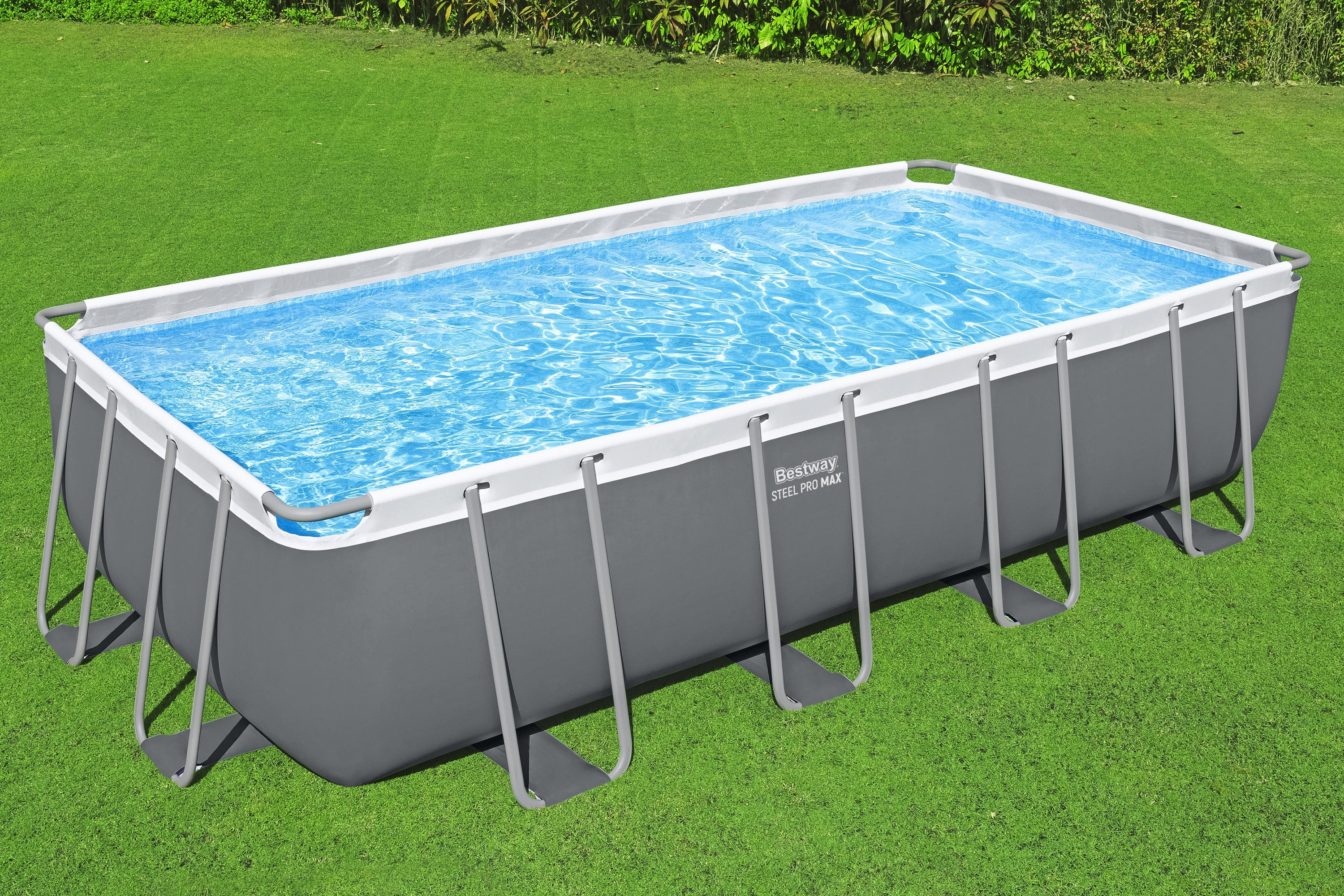 Steel Pro MAX™ Frame Pool Komplett Set mit Sandfilteranlage 549 x 274 x 122 cm, grau, eckig