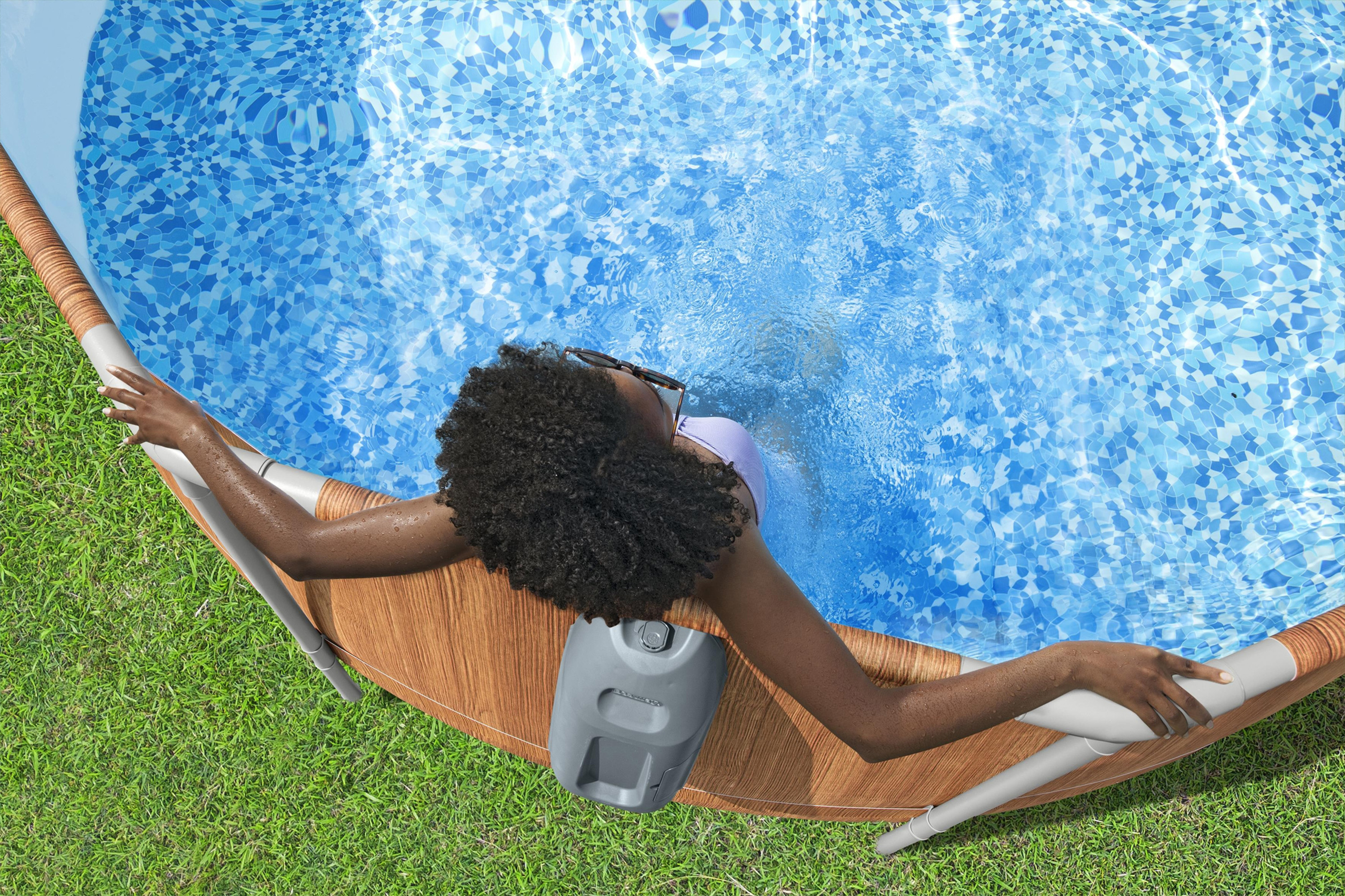 Steel Pro MAX™ Comfort Jet Series™ Frame Pool Set mit Filterpumpe 610 x 366 x 122 cm, Holz-Optik (Pinie), oval