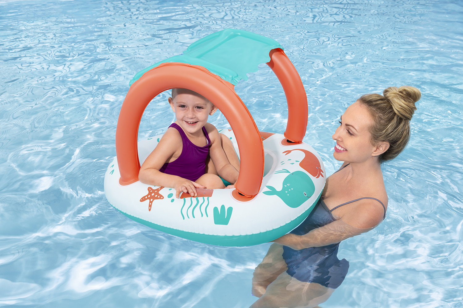 Kinder-Schlauchboot Comfort Plush™ mit Sonnenschutzdach 78 x 61,5 x 56,5 cm