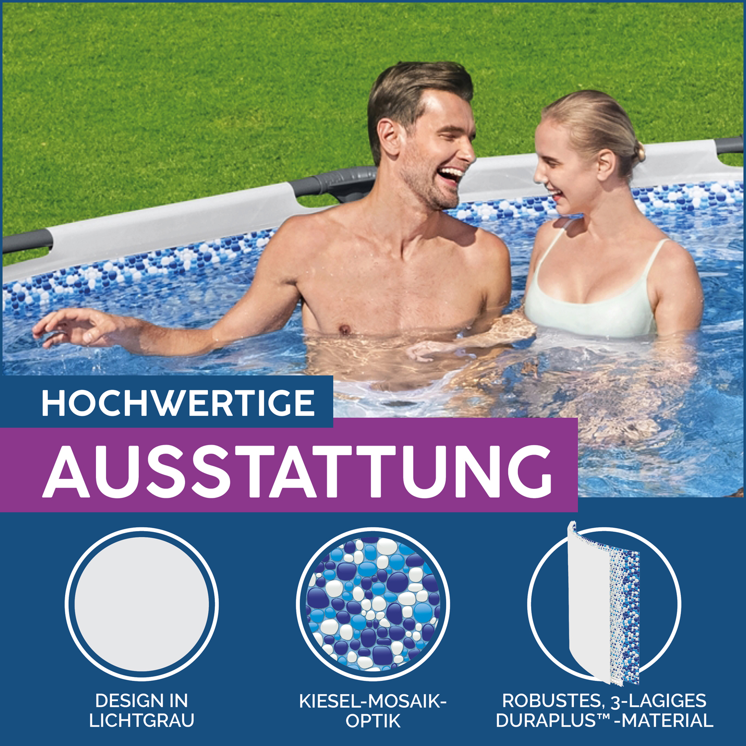 Steel Pro MAX™ Frame Pool Set mit Filterpumpe Ø 366 x 100 cm, lichtgrau, rund