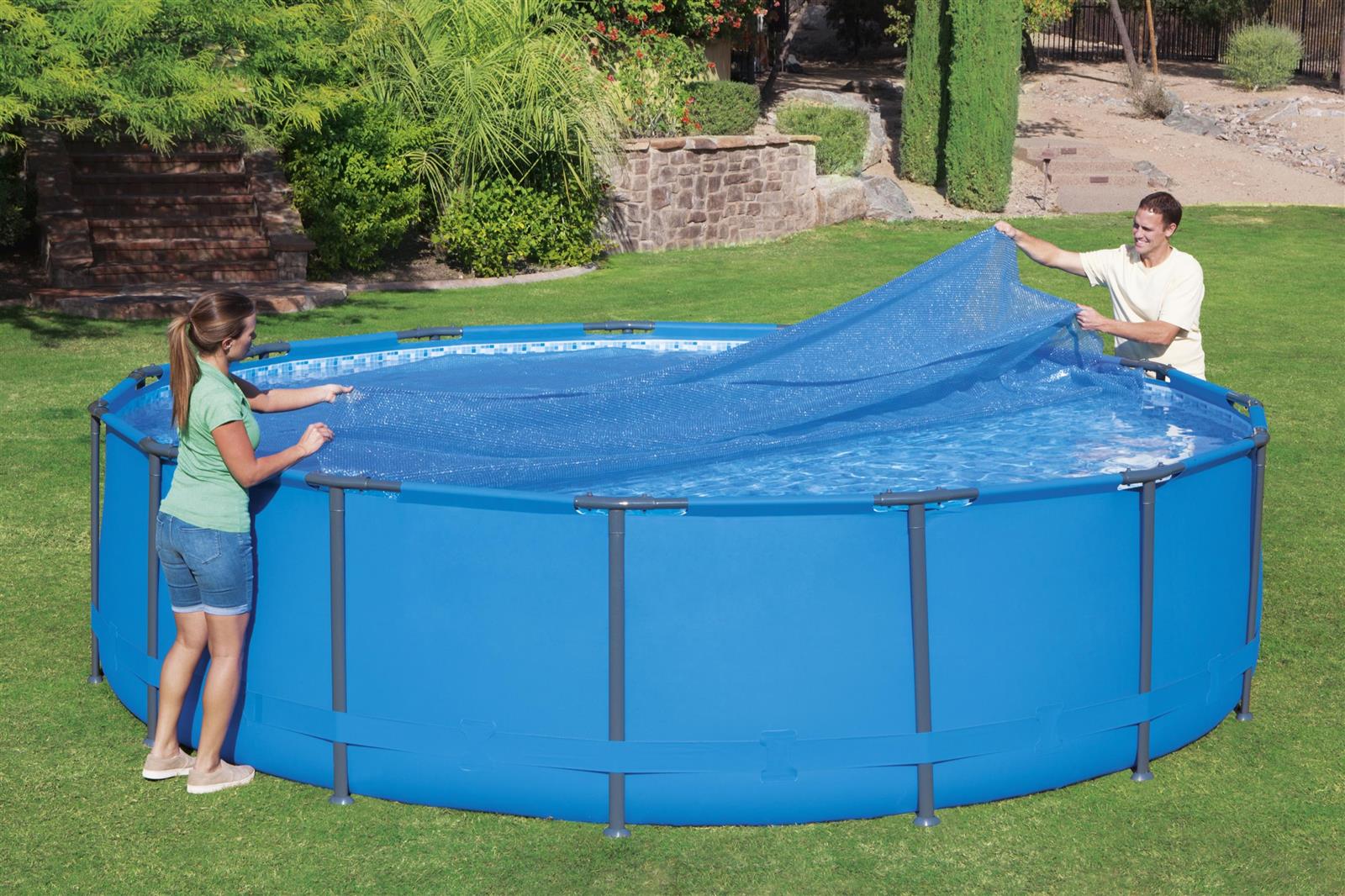 Flowclear™ PE-Solarabdeckplane Ø 462 cm, blau, rund