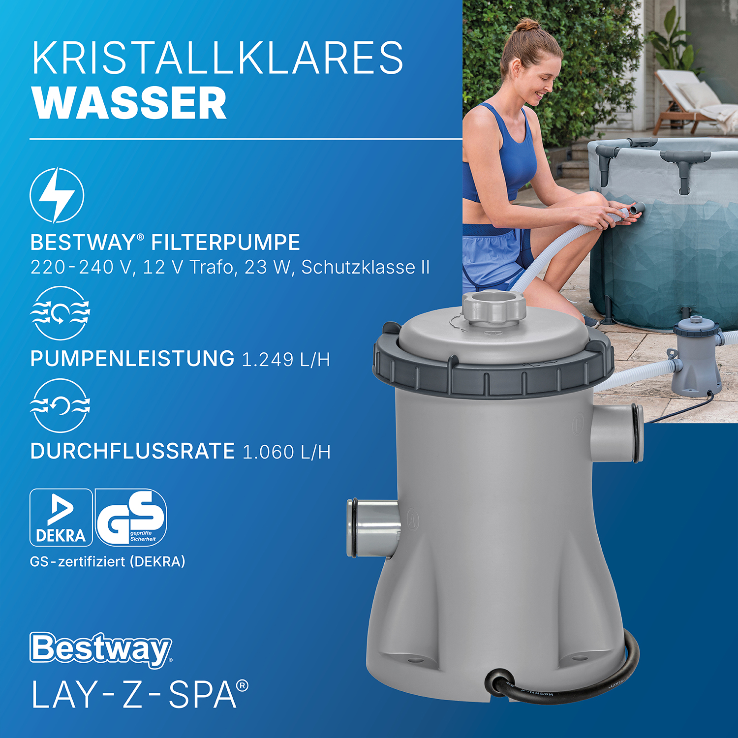 LAY-Z-SPA® Eisbad Glacial Dip™ mit Filterpumpe Ø 90 x 80 cm, rund