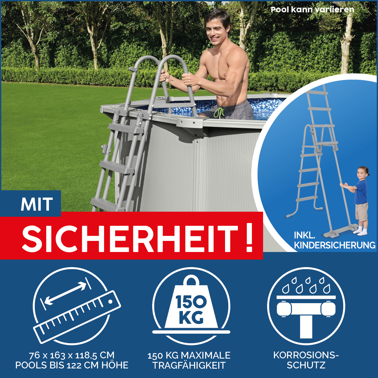 Hydrium™ Stahlwandpool Komplett Set mit Sandfilteranlage 610 x 360 x 120 cm, granitgrau, oval