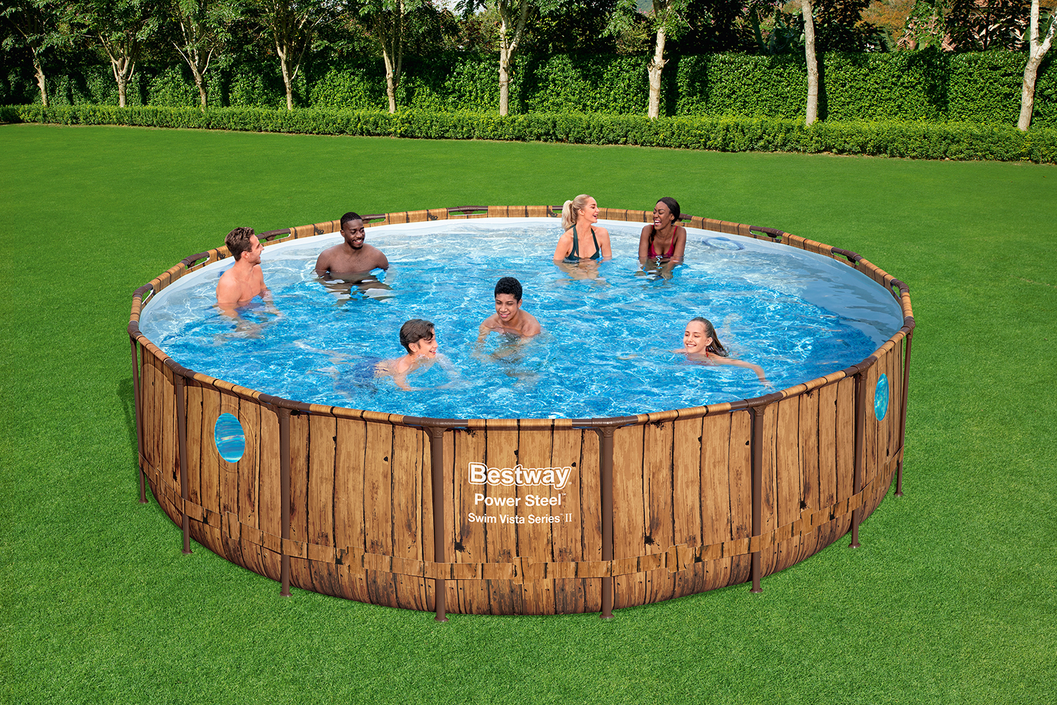 Power Steel™ Swim Vista Series™ Solo Pool ohne Zubehör Ø 549 x 122 cm, Holz-Optik (Pinie), rund