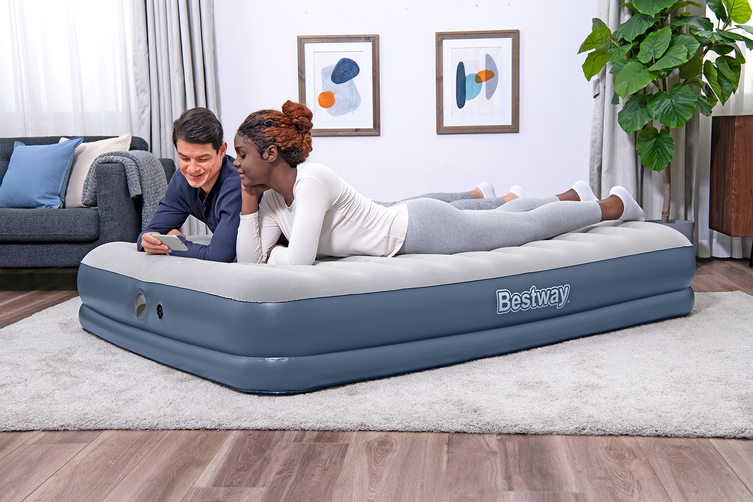 TriTech™ Doppelluftbett mit mobiler, akkubetriebener Elektropumpe 203 x 152 x 36 cm