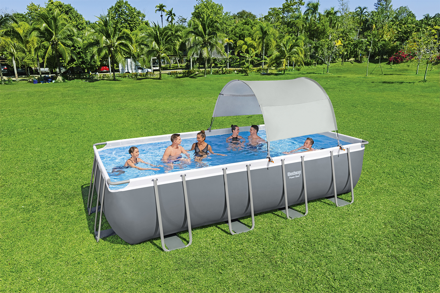 Sonnenschutzdach für eckige und ovale Pools