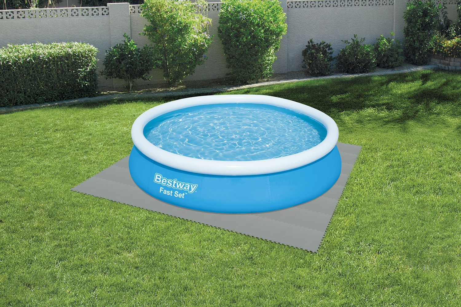 Flowclear™ Pool-Bodenschutzfliesen Set, 9 Stück á 50 x 50 cm, grau