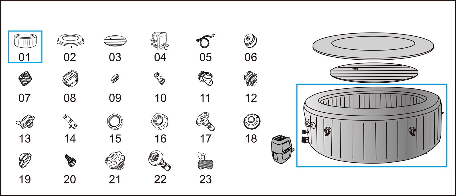 Bestway® Spare Part Liner (graphite) for LAY-Z-SPA® Santorini HydroJet™ Ø 216 x 80 cm (2022) Bestway® Spare Part Liner (graphite) for LAY-Z-SPA® Santorini HydroJet™ Ø 216 x 80 cm (2022)