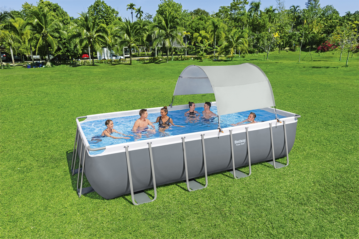 Sonnenschutzdach für eckige und ovale Pools