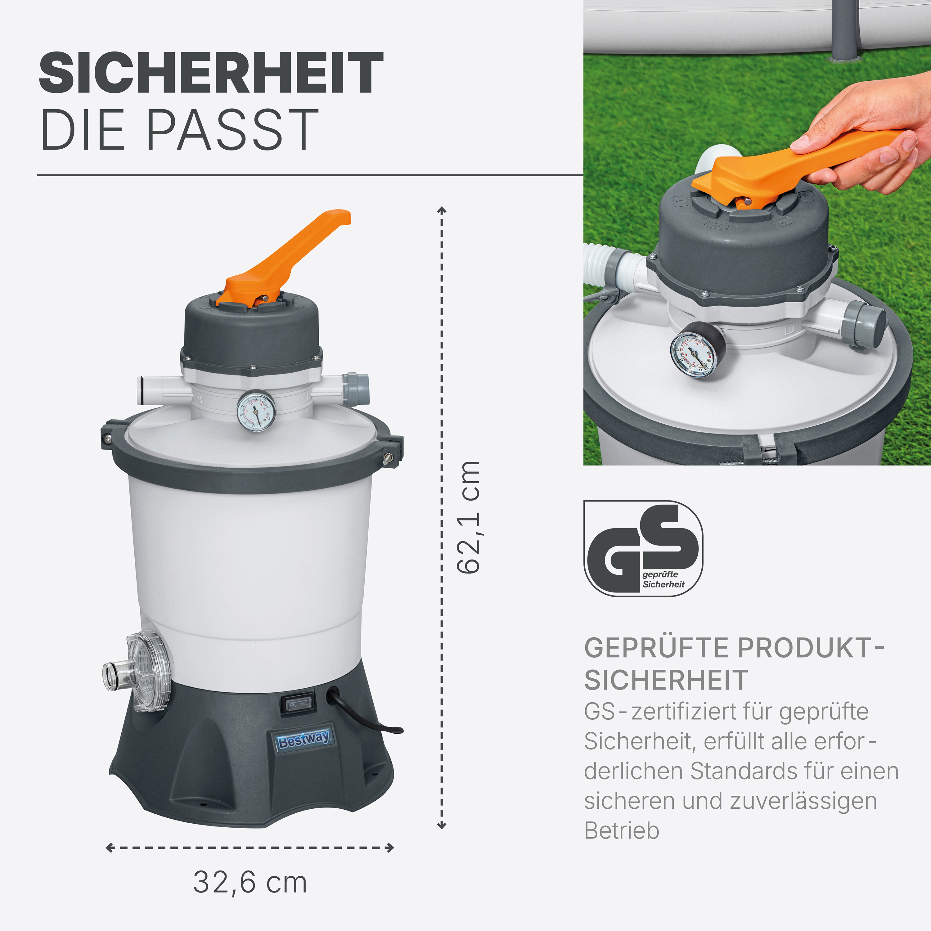 Sandfilteranlage mit Polysphere™ Filterbällen 3.028 l/h
