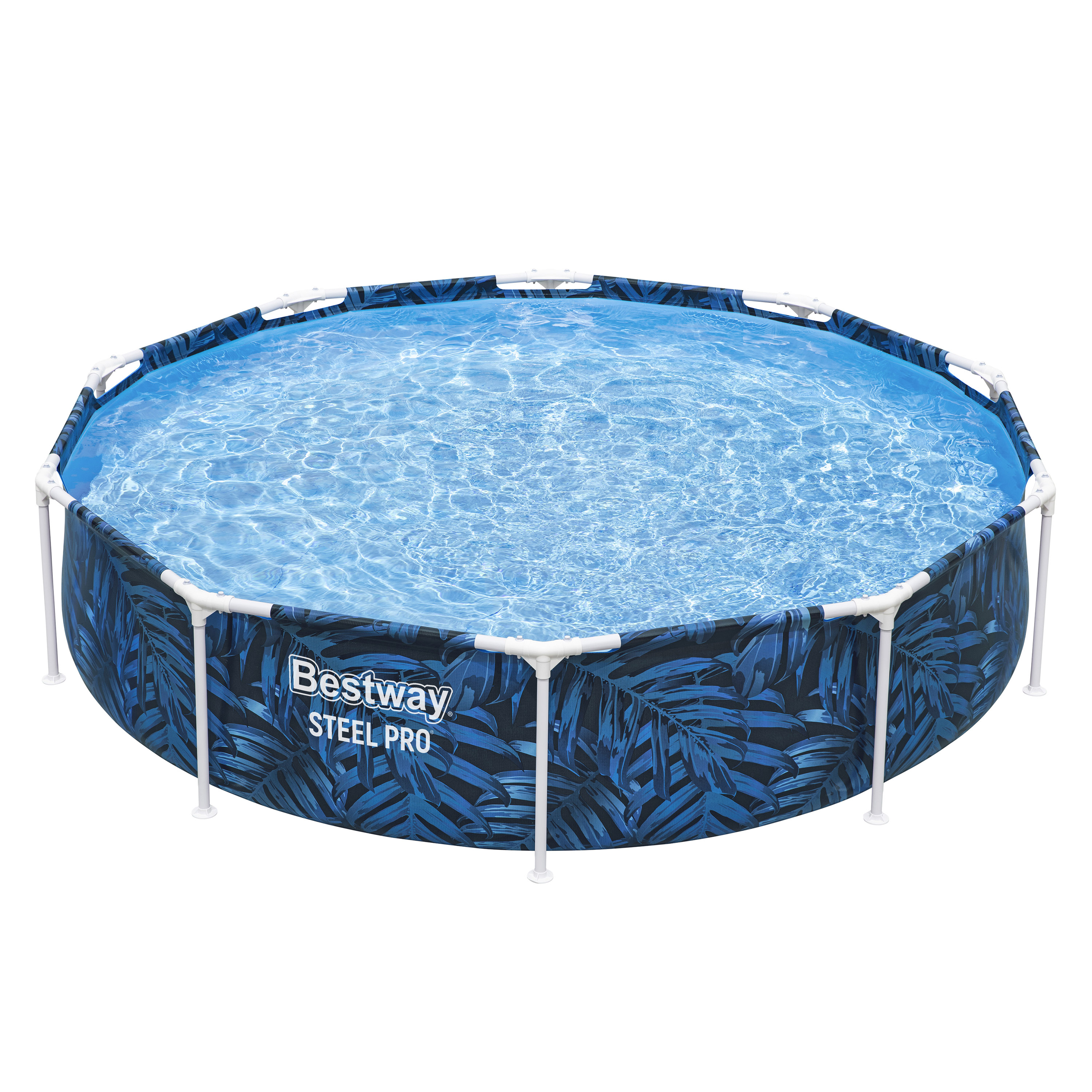 Steel Pro® Frame Pool ohne Pumpe Ø 305 x 66 cm, tropisches Blatt-Design, rund
