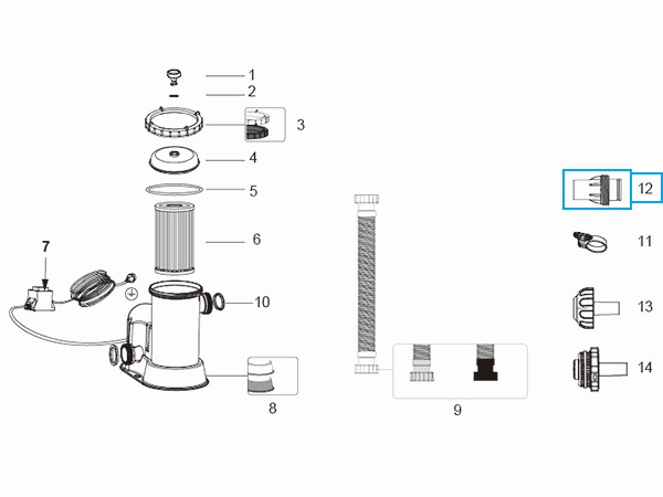 Bestway® Spare Part Hose adaptor (grey / Ø 38 cm) for pools Bestway® Spare Part Hose adaptor (grey / Ø 38 cm) for pools